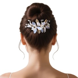 Coucoland Wedding Headband for Brides - Handmade Leaf Bridal Headpiece Floral Sparkling Clear Hair Accessory