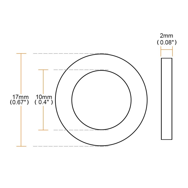 sourcingmap Rubber Flat Washers 17mm OD 10mm ID 2mm Thickness