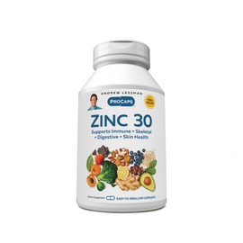 ANDREW LESSMAN Zinc 30mg - 360 Capsules - Highly absorbable Zinc Citrate. Supports Immune, Skeletal, Digestive and Skin Health. Small Easy to Swallow Capsules. No Additives