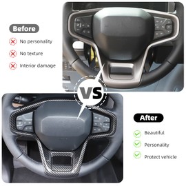 Linskip Steering Wheel Trim Fit for Ford Bronco 2021-2025, Steering Wheel Cover for Bronco Interior Accessories(Carbon Fiber)