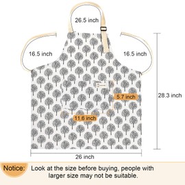 2 Pieces Linen Cooking Kitchen Apron for Women and Men Kitchen Bib Apron with Pocket Adjustable Soft Chef Apron (Grey Plaid Style)