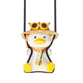 Swinging Duck Car Hanging Ornament, Cute Swing Duck Pendant Interior Rearview Mirror Decoration and Car Rear View Mirrior Hanging Accessories (Bottle Duck)