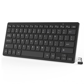 OMOTON Wireless Keyboard, 2.4G USB Keyboard Wireless, Compact and Quiet, Slim Wireless Keyboard for Laptop, Tablet, Computer, Desktop and PC (Black)