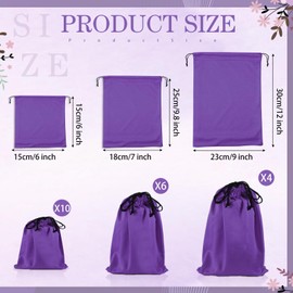 Hillban 20 Pcs Satin Game Toy Bags with Drawstring Silk Toy Organizer Lightweight Gift Pouch Multipurpose Foldable Stuff Sack Travel Bags for Women Men, 3 Sizes(S,M,L,Purple)