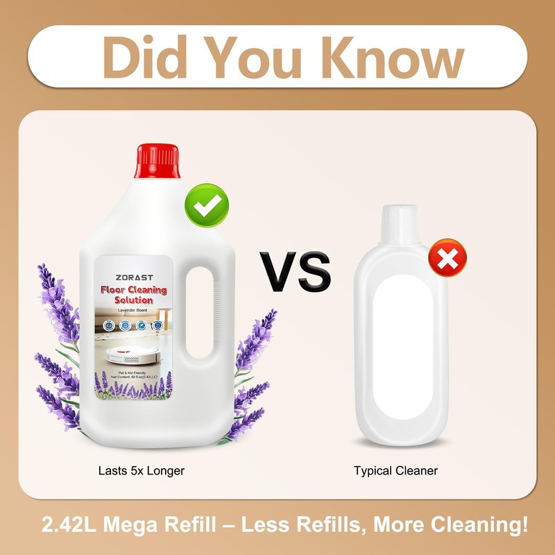 ZORAST Lavender Scent Floor Cleaning Solution, Compatible with All Roborock