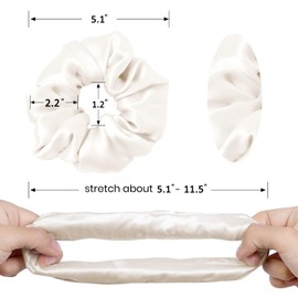 Hair Scrunchies for Women Satin Elastic Soft Cute Hair Ties Size Large Elastic Scrunchy Hair Bands Hair Accessories for Girls and Ladies（1pc,White）