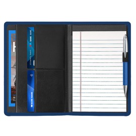 Konper Padfolio/Portfolio Binder, Mini Padfolio Portfolio Binder 5 x 8 Legal Writing Pad, A5 Document Organizer Folder for Men Women, Navy Blue.