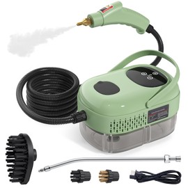 Irishom 2500W Steam Cleaner, High Pressure High Temperature Steam Cleaning Machine, 1000ml, 3 Bar with 3 Brush Heads (Green)