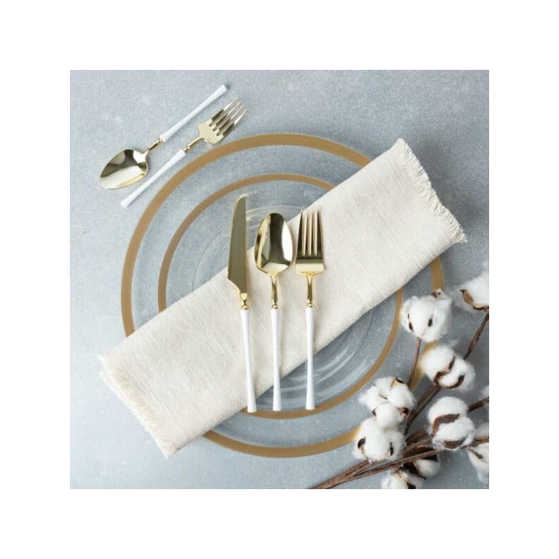 Blue Sky Infinity Flatware White/Gold Soup Spoons - 20 Count