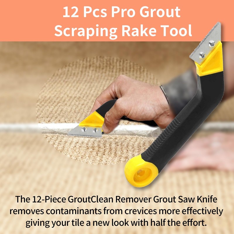 12 Pcs Pro Grout Scraping Rake Tool, Tile Grout Hand