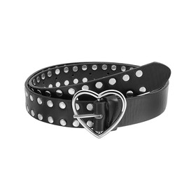 Eigso Ceinture unisex punk en cuir clouté pour women hommes rétro 80s oldschool waist goth accessories de ceinture pour women homme, A2: Black and Silver