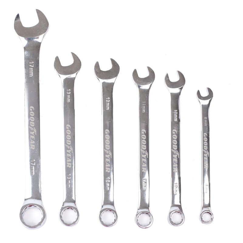 Goodyear 6pc Spanner Set-Durable Chrome Vanadium Steel| Precision Fit for