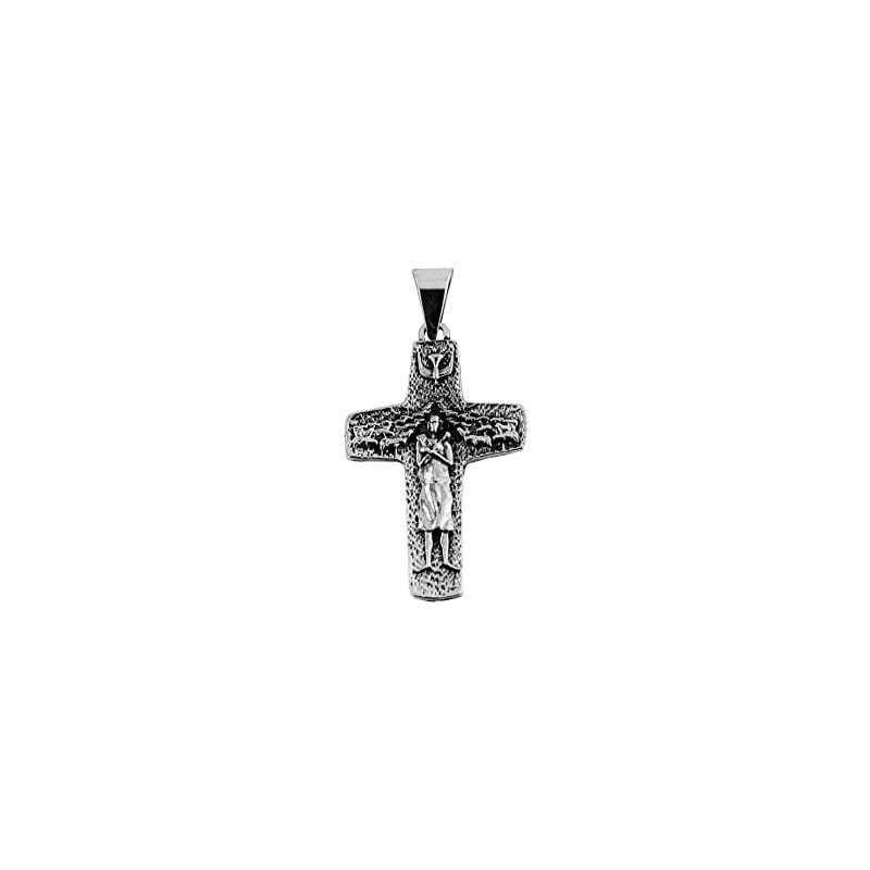 Dije de Plata Cruz del Buen Pastor con cadena