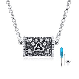 CUOKA MIRACLE Urn Necklaces for Ashes 925 Sterling Silver Celtic/Drop/Crystal/Cross/Paw Memorial Urn Chain Cremation Keepsake Ash Jewellery for Women Unisex, Sterling Silver