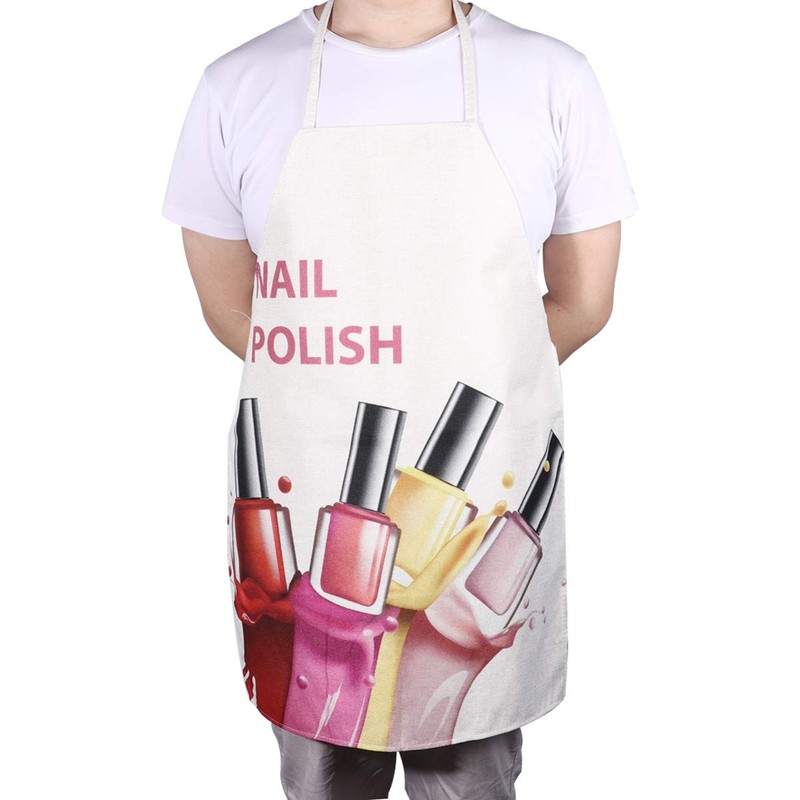 Lurrose Nail Tech Apron Adjustable Neck Long Ties Cosmetic Manicurist