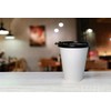 10 oz Disposable White Paper Coffee Cups with Black Flat