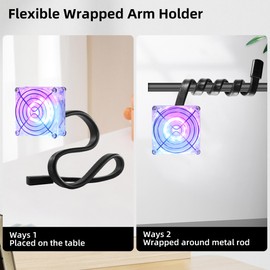 AMCHIXIN 3.15in 5V USB Flexible Arm Stand Gooseneck LED Small Fan Transparent Portable Holder Cooling Fan for Office Bedroom Car