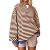UEU Womens Long Sleeve Sweatshirt Casual Trendy Crewneck Striped Color