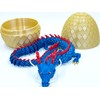 17.5 Inch Articulating Dragon Toy with Surprise Golden Egg (Red/White/Blue)