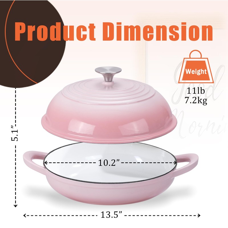 Enameled Round Cast Iron Bread Oven, 6 Qt Cast Iron