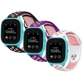 [3 Pack] Silicone Sport Bands Compatible with Gizmo Watch 3/2/1,Gabb Watch 3/2/1,SyncUP Watch Band for Kids,20mm Soft Breathable Smartwatch Band for Boys and Girls,Small Size (Purple Pink & White Pink