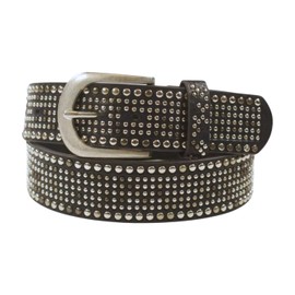 Ladies Studded Rhinestone Studded Belt Vintage Style Synthetic Belt Width 1.5", navy blue