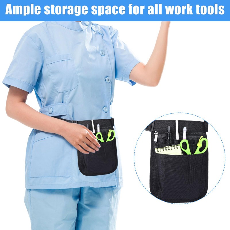Nurse Bag, Belt Bag, Work Waiter's Bag with Belt, black