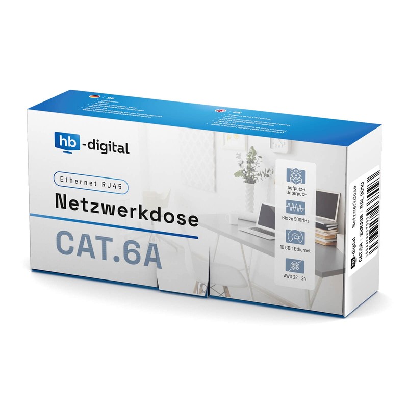 hb-digital 1x CAT 6a Network Socket LAN Socket Universal Junction