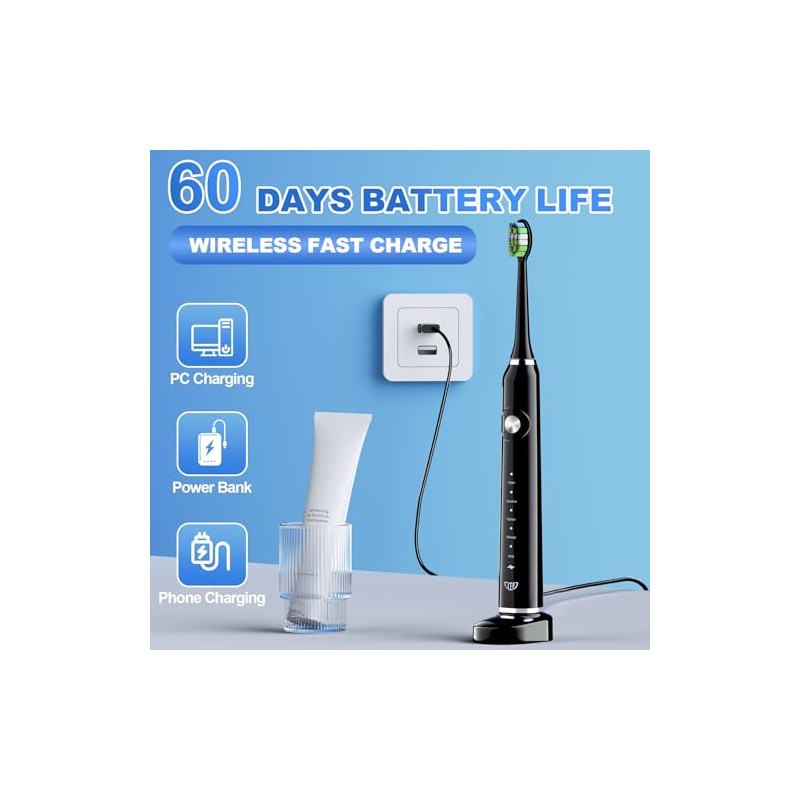 JTF - Cepillo de dientes eléctrico para adultos y adolescentes,