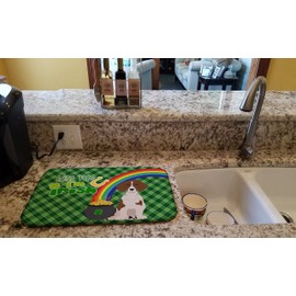Caroline's Treasures WDK4811DDM Red Piebald Dachshund St. Patrick's Day Dish Drying Mat Absorbent Dish Drying Mat Pad for Kitchen Counter Dish Drainer Mat for Countertop, 14 x 21", Multicolor