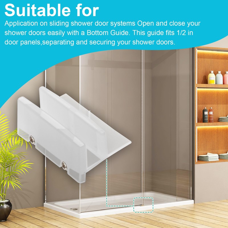 M6192 Sliding Shower Door Bottom Track, 1/2-inch Groove, for 7/16-inch
