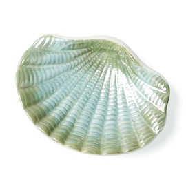 FORLONG Ceramic Ocean Seashell Soap Dish, for Bathroom,Tub and Kitchen Sink -Green
