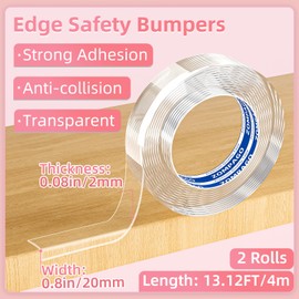 ZOMPAGO Clear Soft Corner Protectors for Furniture Strip,Sharp Edge & Table Bumper,0.8in x13FT,2 Roll,Window Edge,Wall Protector, Soft Corner Guards Safe for Proof,Table Corner Protectors in Family