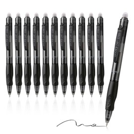 EUSOAR Erasable Pens Black, 12 Pack Eraser Pen Fine Point (0.7mm) Smooth Writing, Retractable Gel Ink Pens Make Mistakes Disappear for Note Taking Planner Sudoku Sketching Crossword Puzzles