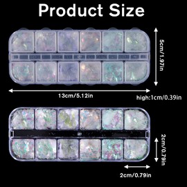 12 Colors Chrome Flakes Nail Sequins, Nail Glitter Flakes, Holographic Nail Art Glitter Mermaid Irregular Slag Nail Foil Color-Shift Fluorescent Flakes for DIY Nail Design Art Decoration