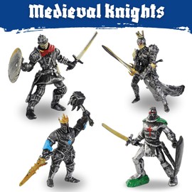 Liberty Imports 12 Pack: Medieval Knights & Fantasy Dragons Figurines Set - Mythical Creatures with Knights, Dragons, Wyvern, Griffin, and More - Mini Toy Figures for Kids
