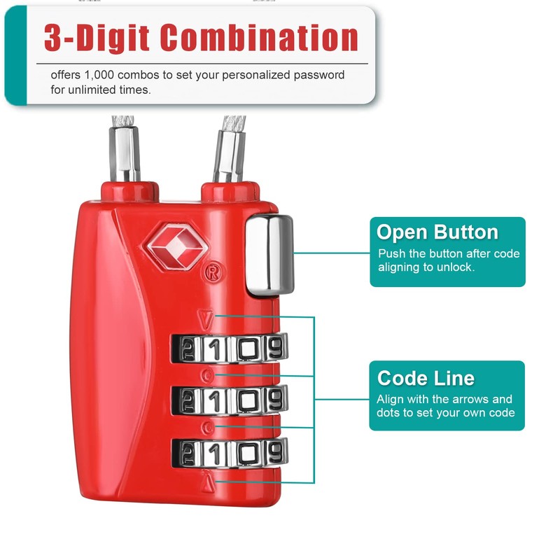 ZHEGE TSA Suitcase Lock Combination Lock 3 Digit Suitcase Lock