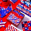 Locmeo 100 Pcs 4th of July Dog Bandanas Bulk Independence