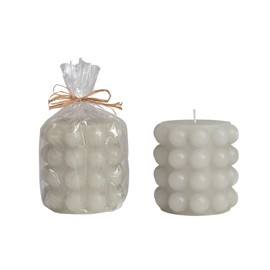 Creative Co-Op Unscented Hobnail Pillar, Dove Grey Candles, 4" Round x 4" H