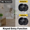 CML Hardware Matte Black Keyed Entry Door Knob for Entrance,