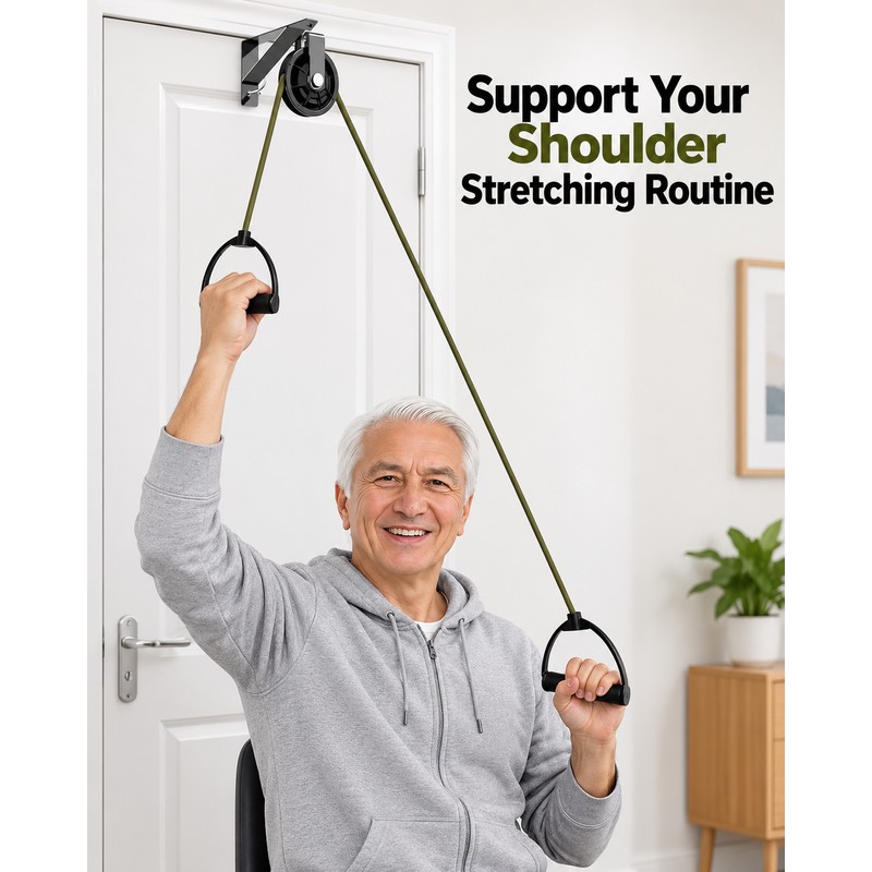 Over Door Shoulder Pulley - Screw-Fastened Bracket and Two Handles
