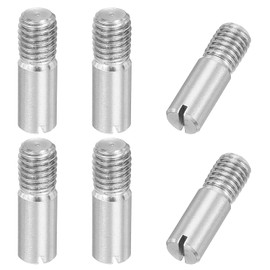 PATIKIL M8 x 25mm Slotted Cylindrical Pin, 6 Pcs 304 Stainless Steel Dowel External Thread Slotted Pin Screw for Home Furniture Cabinet Improvement, Silver Tone