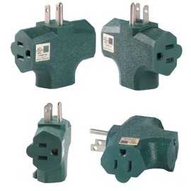 GFQHF 3 Way Plug Adapter - UL Listed - Outdoor Outlet Splitter 3 Prong - Electrical Outlet Extender, Wall Outlet Expander, Outdoor Heavy Duty Triple Plug Outlet Adapter