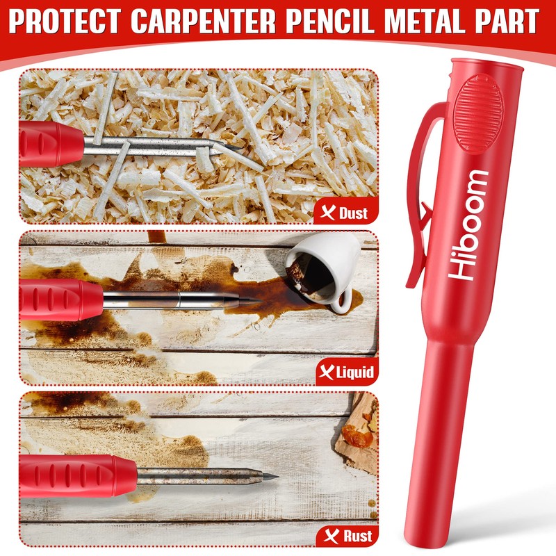 Hiboom 3 Pack Carpenter Pencils Set with 24 Refills, 2.8