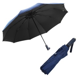 Nanairo-kan Folding Parasol, Large, Diameter 51.2 inches (130 cm), Golf, Sports, 10 Ribs, Rain or Shine, UV Protection, UV Protection, UV Protection, Extra Large, navy