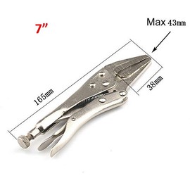 POWERTOOL Self Lock Pliers 7" Mole Grips Adjustable Long Nose Welding Self Hrip Pliers for Riveting Welding Grinding and Other Machining