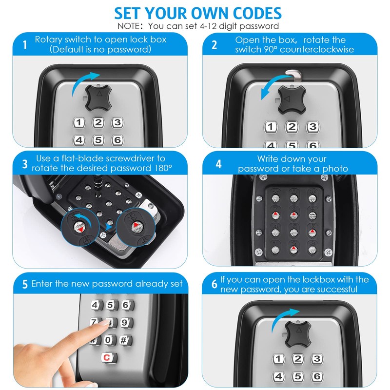 AMIR Key Lock Box for Outside, Wall Mounted Lockbox for