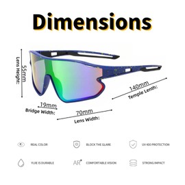 swanoble UV400 Youth Sports Sunglasses for Baseball,Light frame Sunglasses for Boys Girls Cycling,Teen Tennis Shades SK0015 (Blue yellow frame/Green lens)