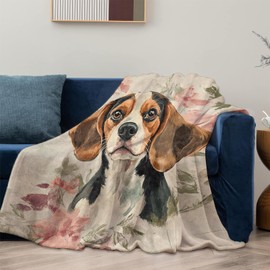 Beagle Dog Theme Blanket Gifts for Women Girls, Soft Warm Lightweight Flannel Throw Blankets for Living Room Home Sofa Travel Decor 50" x 60"