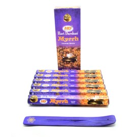 Myrrh Incense Sticks Joss 120 Sticks Home Incense Joss Sticks with Ashtray